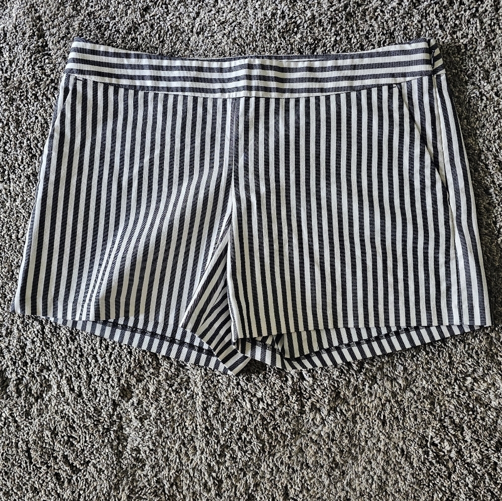 Express Pinstripe Shorts size 6 gray white Pockets Side Zip..Excellent Condition